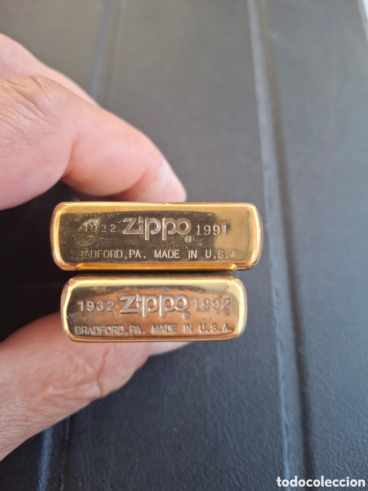 Coleccionismo: Zippos dorados solid brass - Foto 2