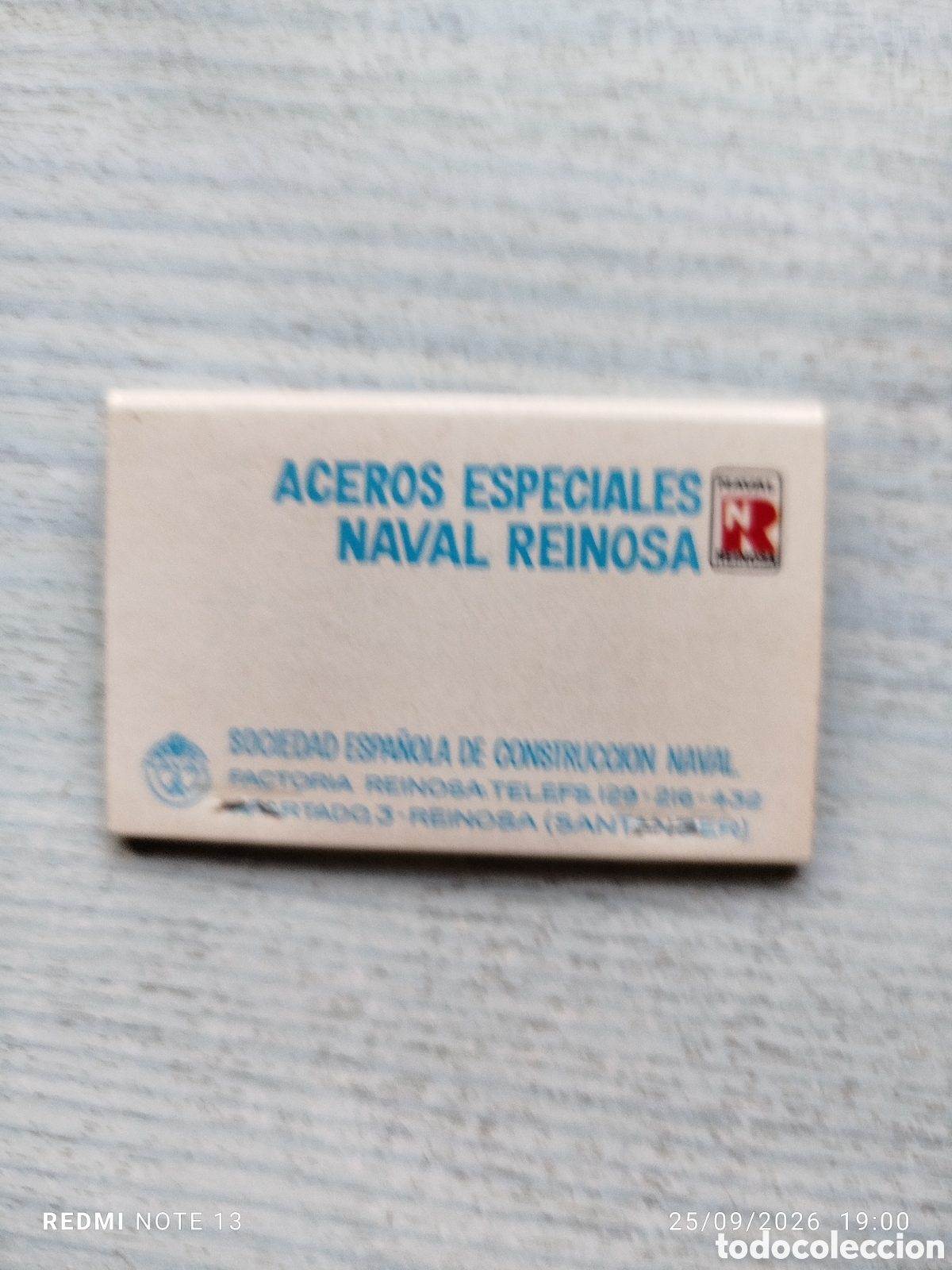 Coleccionismo: Caja cerillas naval reinosa