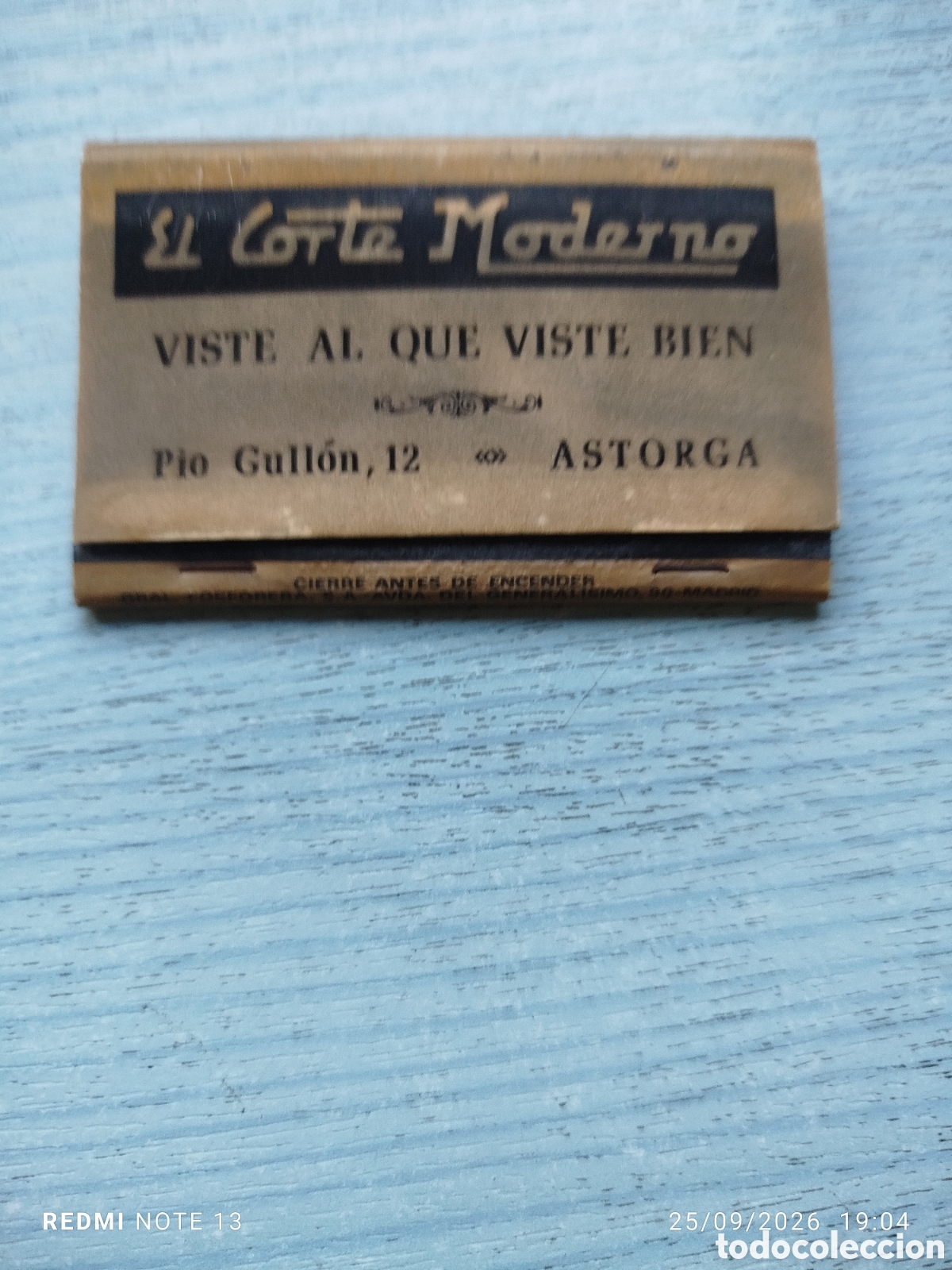 Coleccionismo: Caja cerillas el corteoderno..astirga