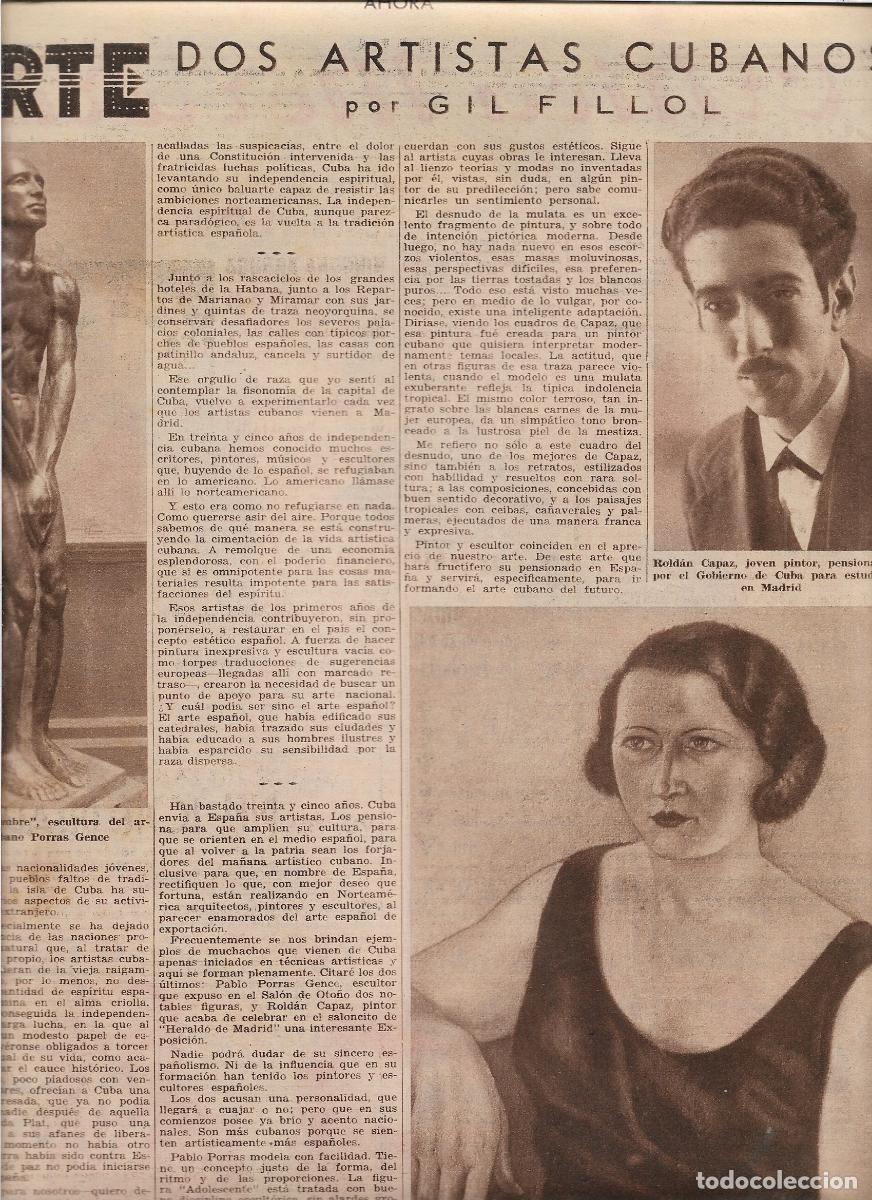 Coleccionismo: A&Ntilde;O 1933 RECORTE PRENSA ESCULTURA PINTURA PORRAS GENCE ROLDAN CAPAZ ARTISTAS CUBANOS