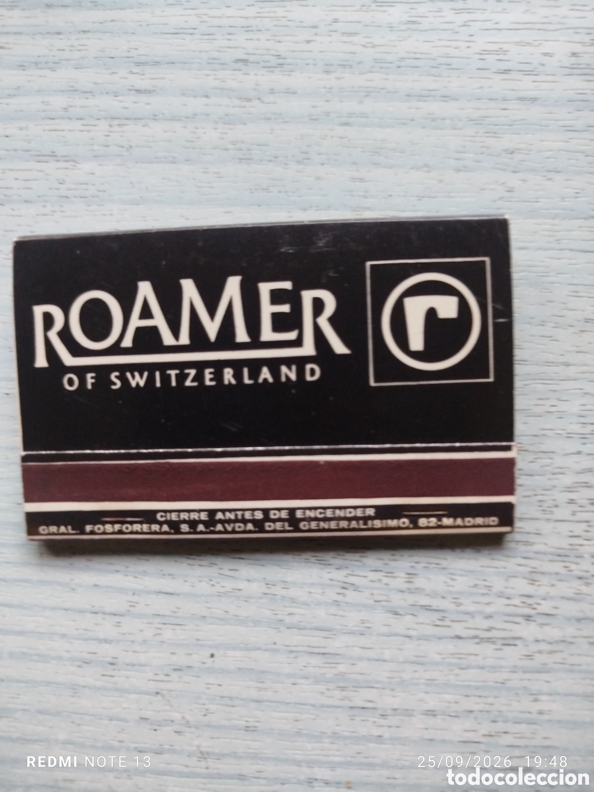 Coleccionismo: Caja cerillas relojes roamer