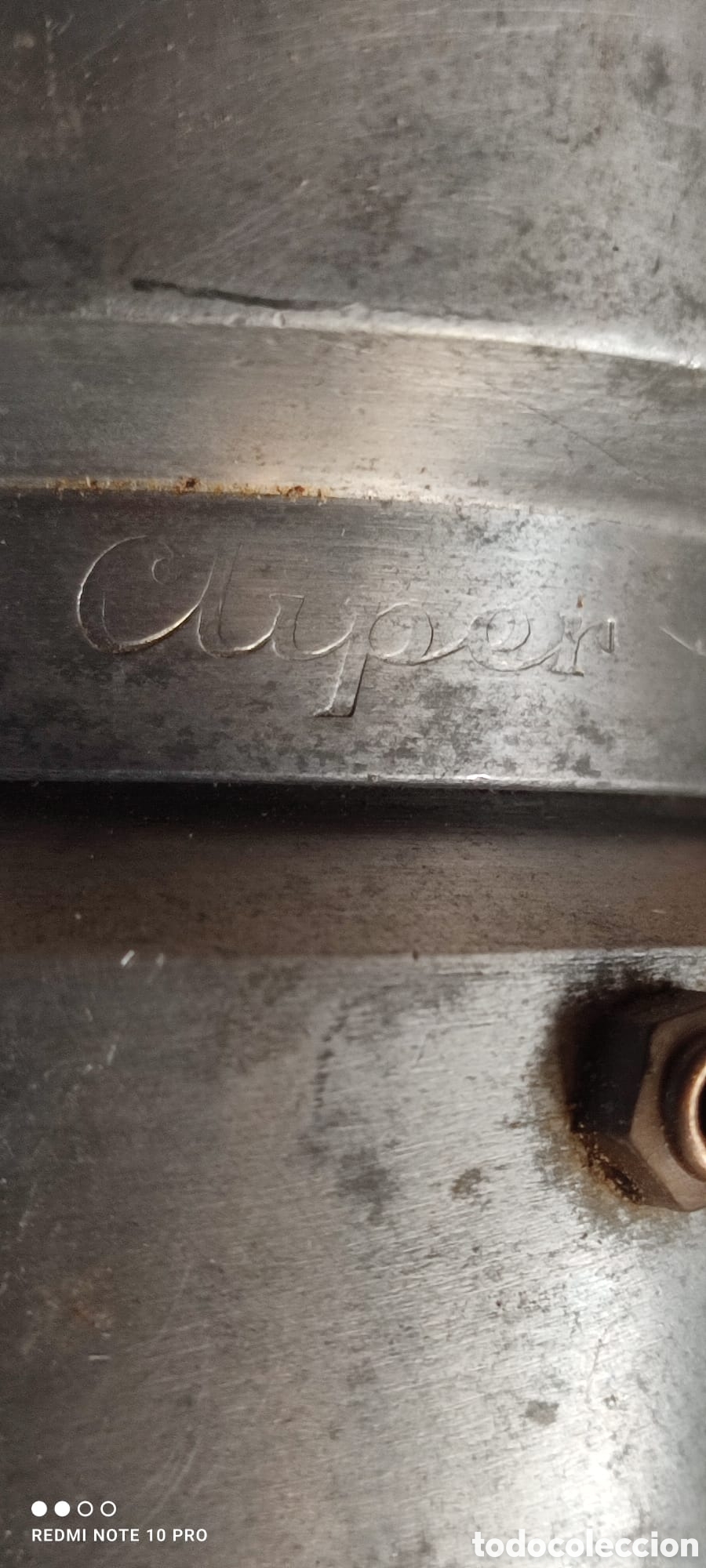Coleccionismo: Antigua cafetera de aluminio marca Cl&iacute;per. Rara - Foto 5