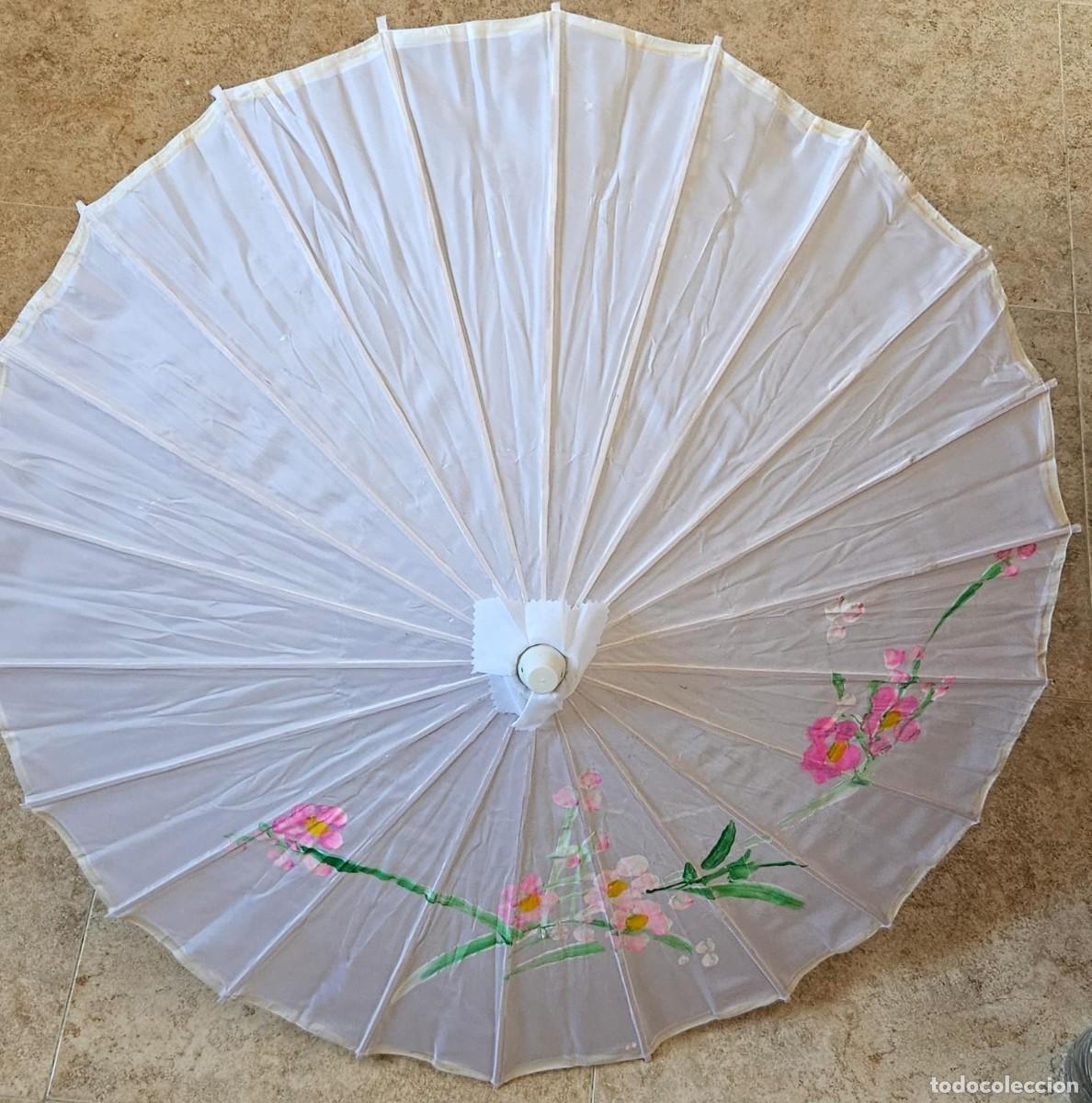 Coleccionismo: Parasol tradicional con flores pintadas - Cosplay
