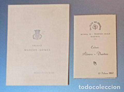 Collecting paper: 2 MEN&Uacute;S DE BODAS a&ntilde;os 60. Marcos &ndash; G&oacute;mez y Alvaro - Due&ntilde;as