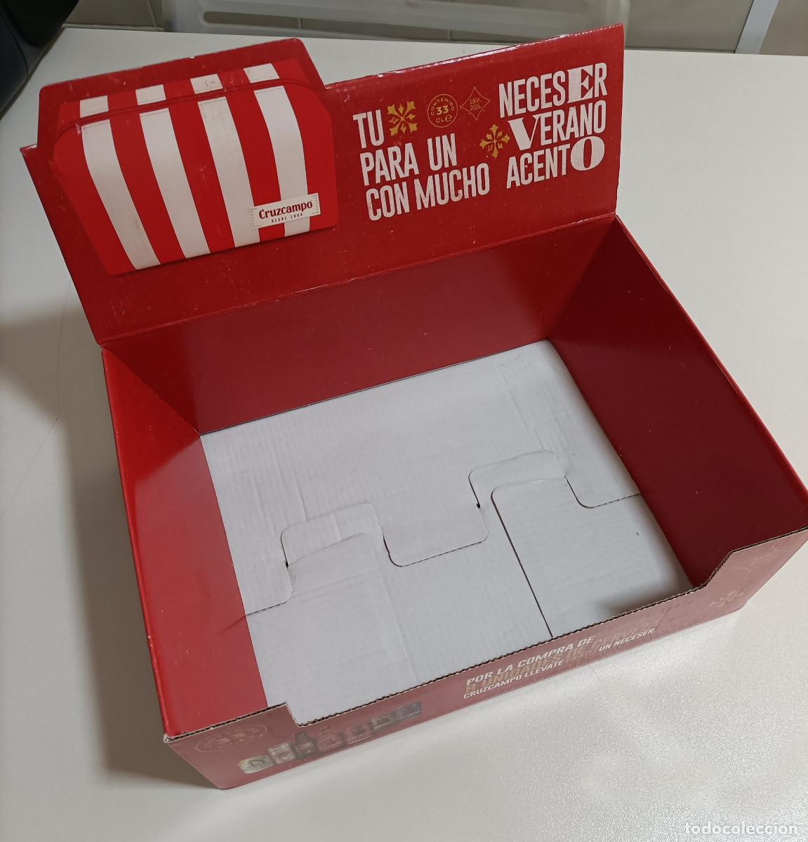 Coleccionismo: caja vacia de publicidad neceser verano cruzcampo rayas moda promocional publicitario display