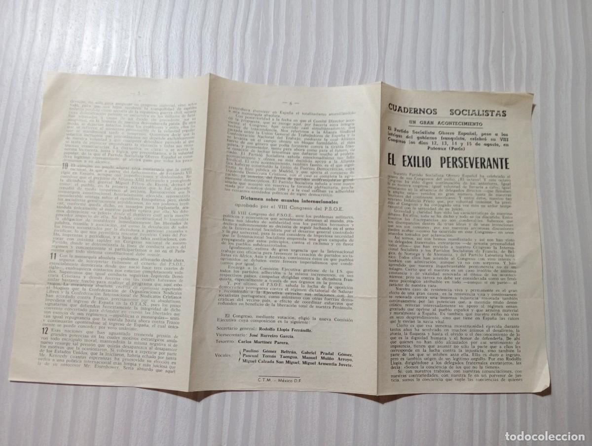 Coleccionismo: TR&Iacute;PTICO DE PROPAGANDA DEL PSOE EN EL EXILIO - Foto 1