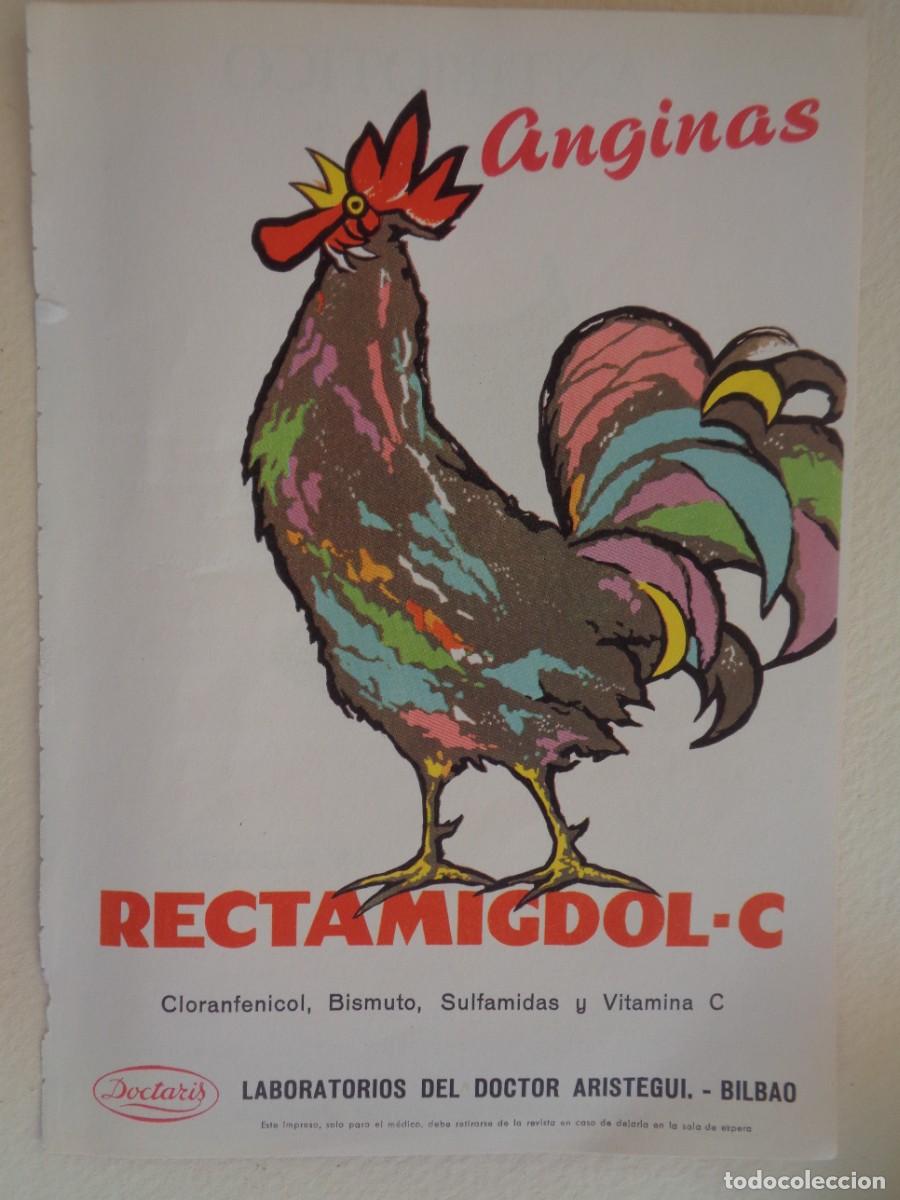 Colecionismo: HOJA DE REVISTA CON ANUNCIO DE FARMACIA : RECTAMIGDOL-C , DEL DR. ARISTEGUI , BILBAO. A&Ntilde;OS 60