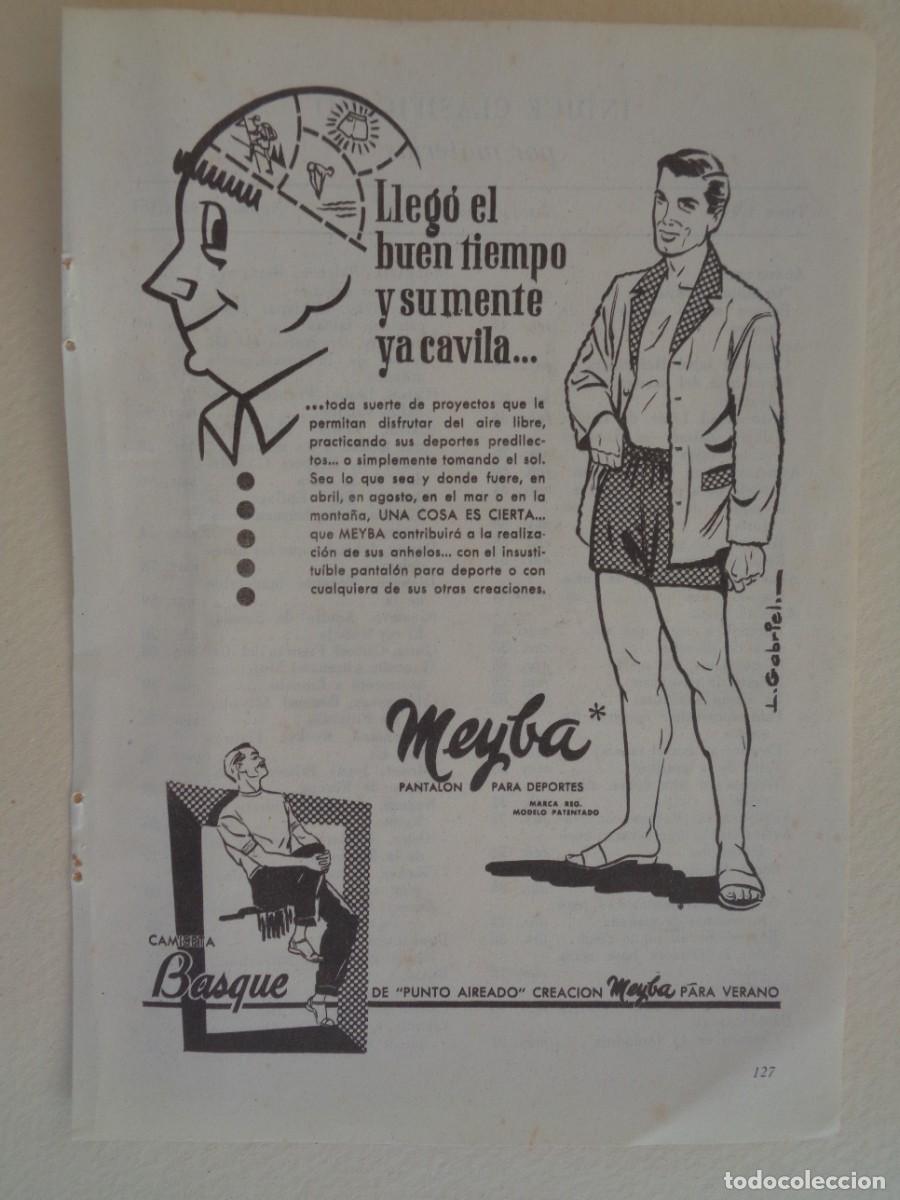 Colecionismo: HOJA DE REVISTA CON ANUNCIO DE PANTALON PARA DEPORTE MEYBA . A&Ntilde;OS 50
