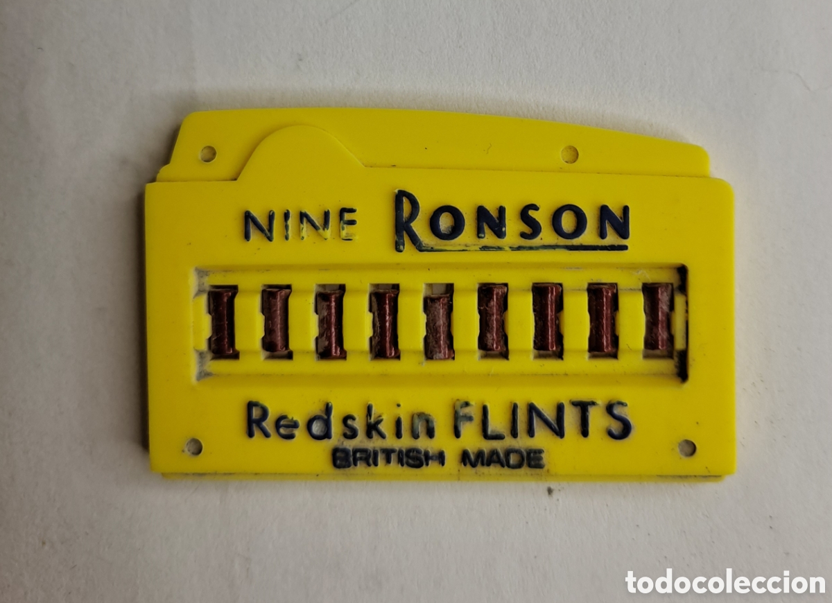 Coleccionismo: ESTUCHE 9 PIEDRAS ENCENDEDOR RONSON. REDSKIN FLINTS BRITISH MADE. NUEVO. COMPLETO. MECHERO.