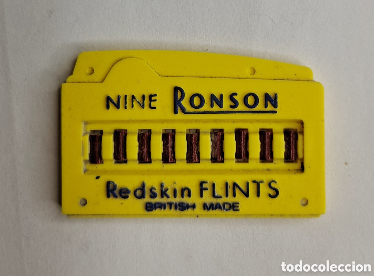 Coleccionismo: ESTUCHE 9 PIEDRAS ENCENDEDOR RONSON. REDSKIN FLINTS BRITISH MADE. NUEVO. COMPLETO. MECHERO.
