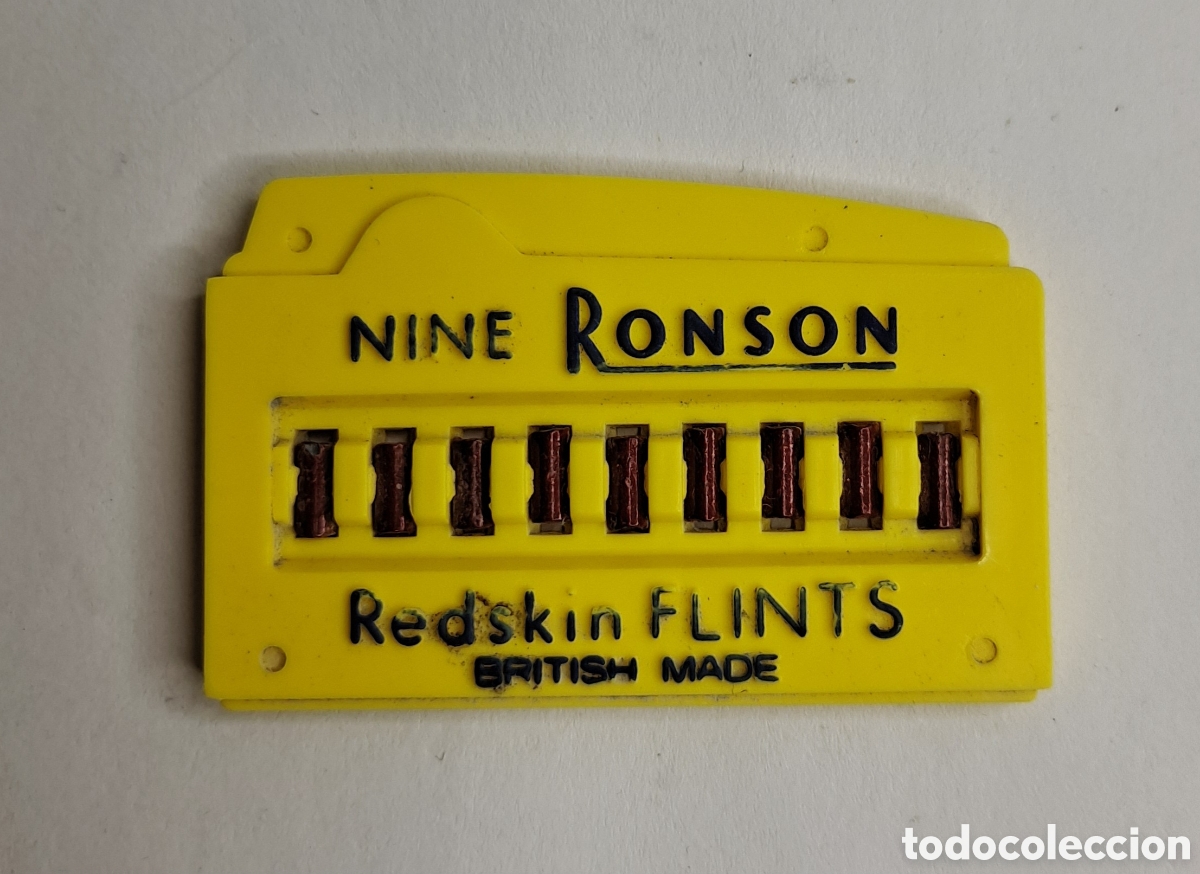 Coleccionismo: ESTUCHE 9 PIEDRAS ENCENDEDOR RONSON. REDSKIN FLINTS BRITISH MADE. NUEVO. COMPLETO. MECHERO.
