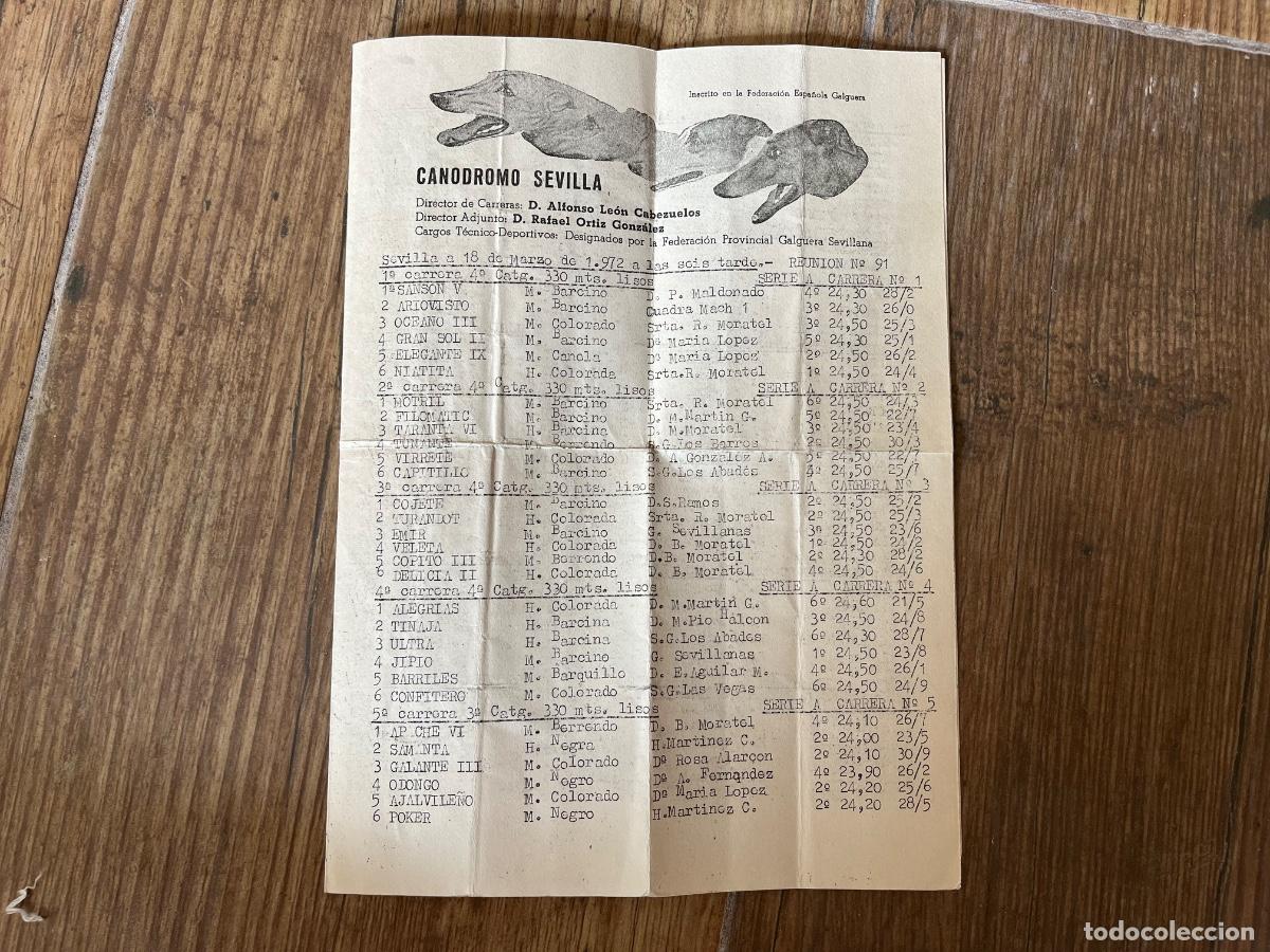 Coleccionismo: EXTINTO CANODROMO DE SEVILLA - PROGRAMA DE CARRERAS MARZO 1972