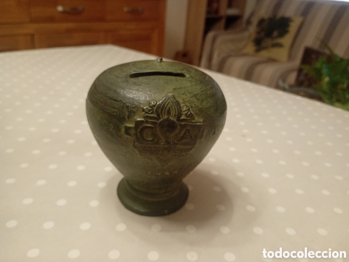 Coleccionismo: Guardiola, hucha terracota Caja de Ahorros de Sabadell, 1948. Vall&egrave;s Occidental. Barcelona