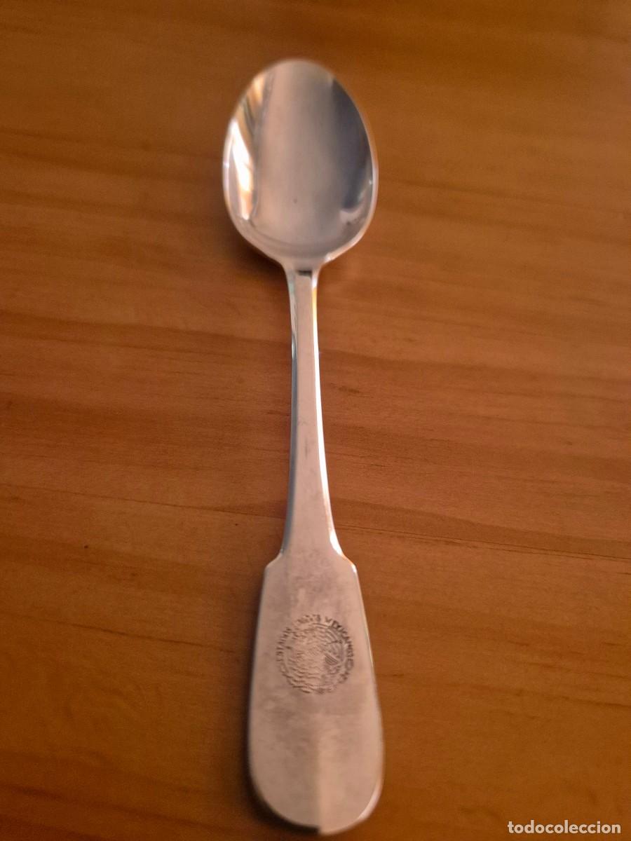 Coleccionismo: CUCHARA DE POSTRE EN PLATA EMBAJADA DE MEXICO - SERVICIO DIPLOMATICO MEXICANO
