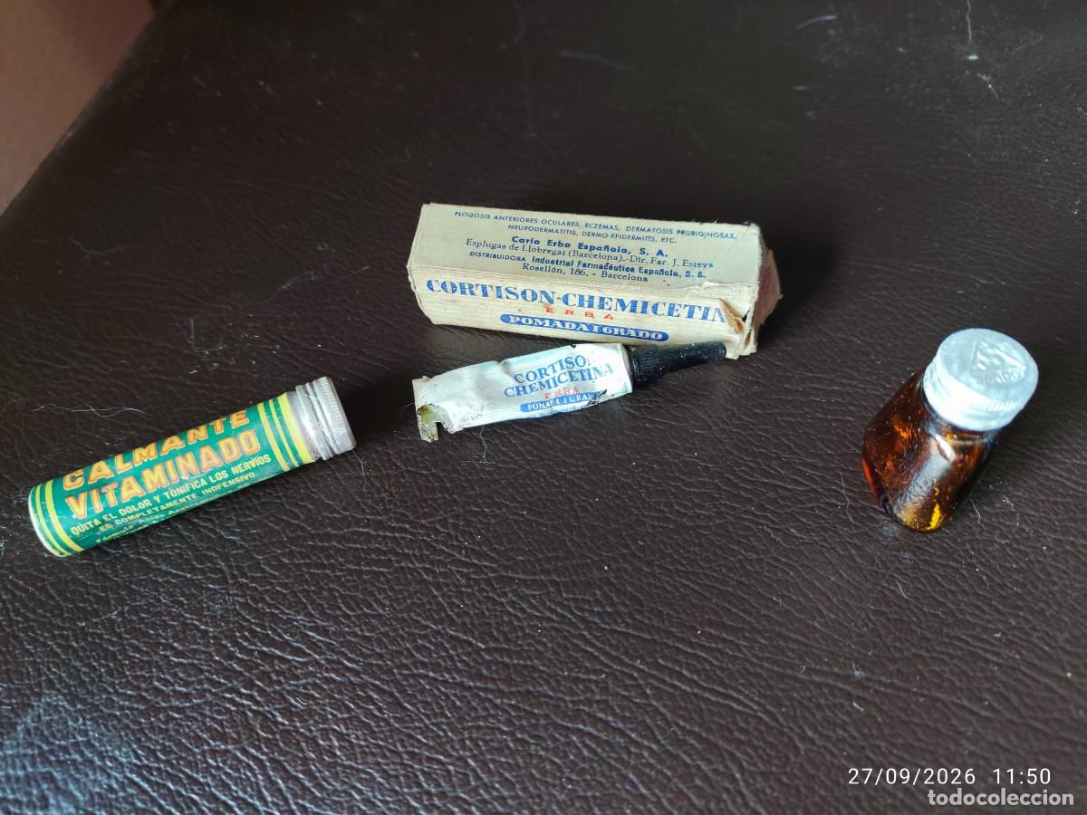 Coleccionismo: LOTES FARMACEUTICOS ,POMADA ERBA,BOTE SANDOZ Y CALMANTE VITAMINADO.