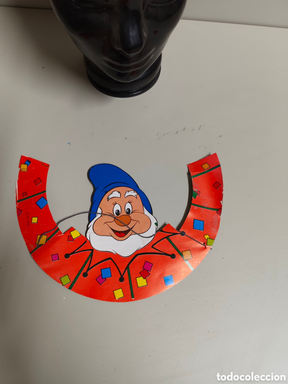 Coleccionismo: Antiguo gorritos visera de celebraci&oacute;n Disney de 1986, enano de Blancanieves. No usado