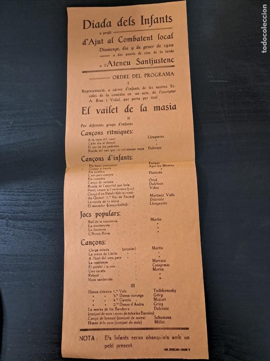 Coleccionismo: SANT JUST DESVERN-DIADA DELS INFANTS A PROFIT D`AJUT AL COMBATENT LOCAL-GUERRA CIVIL 1938