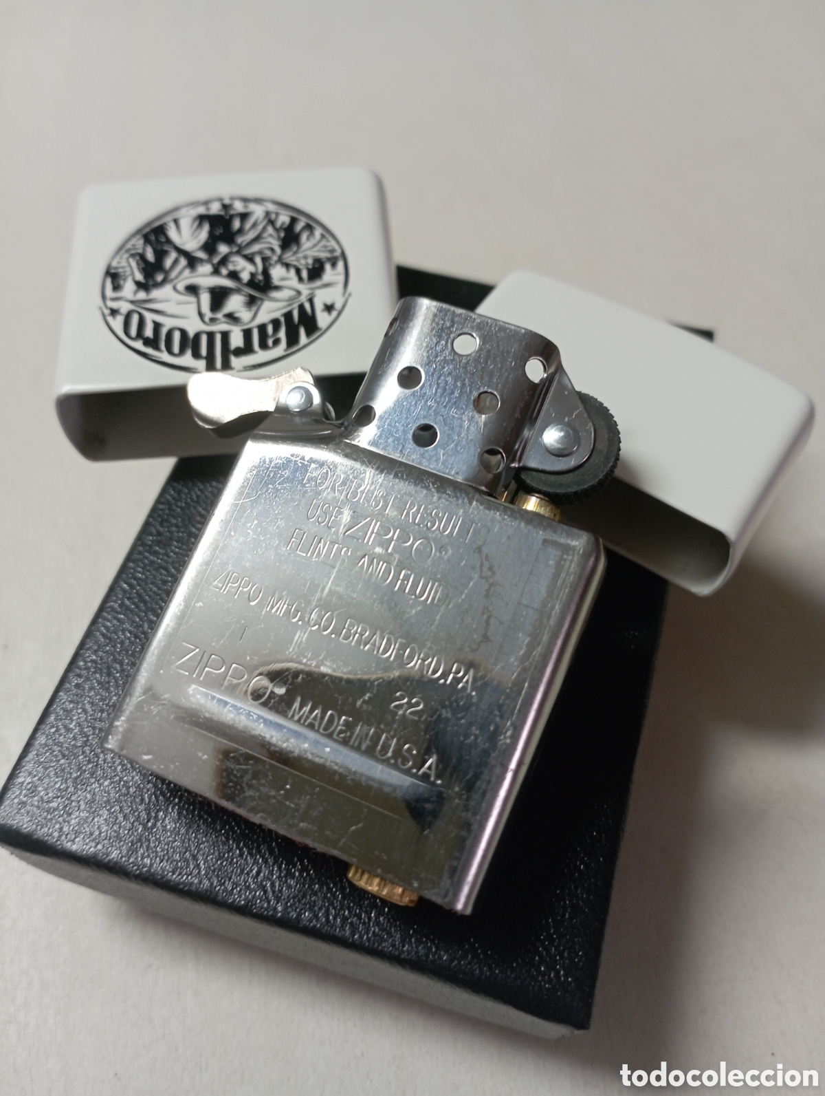 Coleccionismo: Zippo Blanco MARLBORO - Foto 6