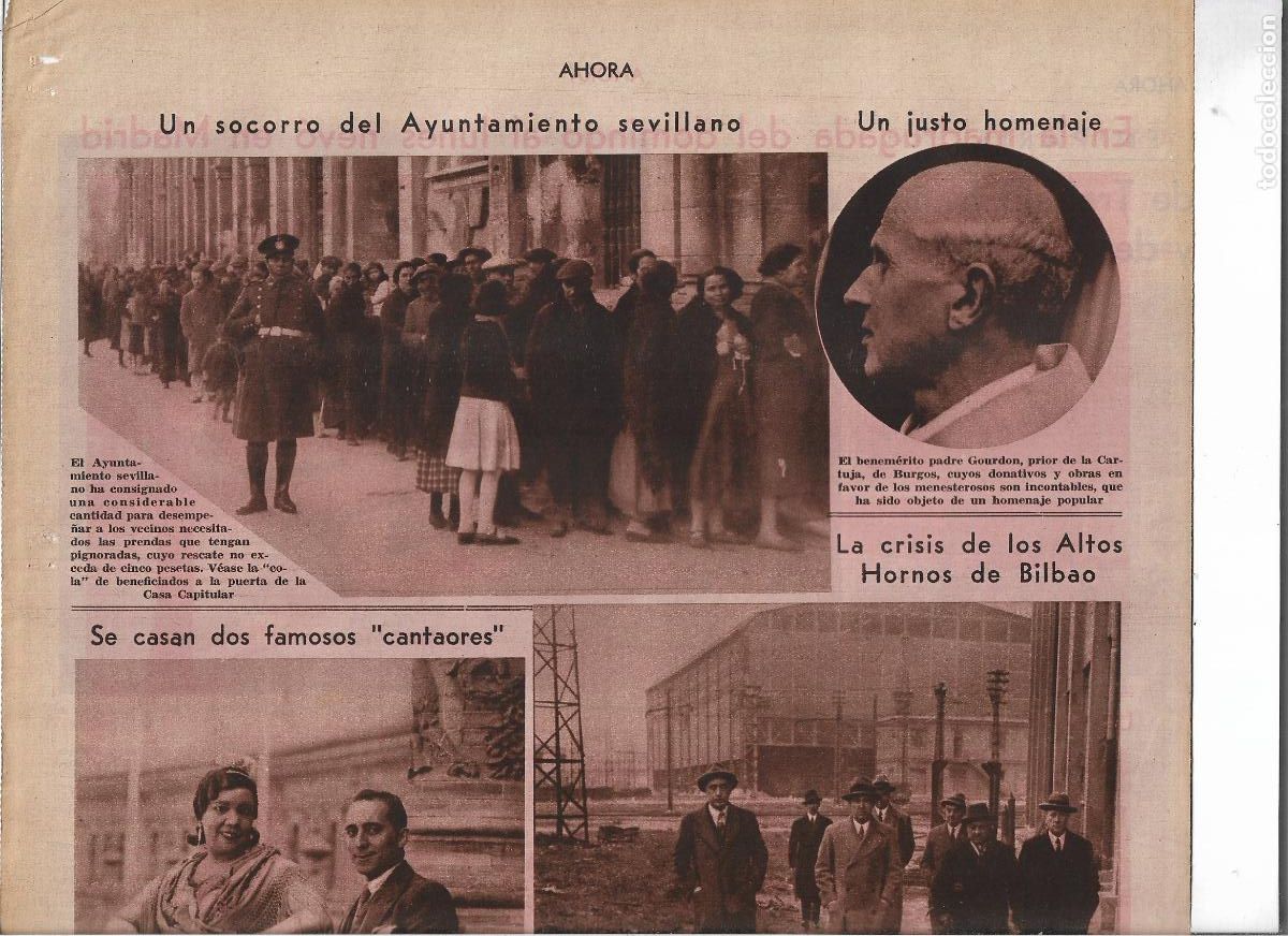 Coleccionismo: A&Ntilde;O 1933 RECORTE PRENSA SEVILLA CASA CAPITULAR COLA PARA DESEMPE&Ntilde;AR PRENDAS VECINOS NECESITADOS