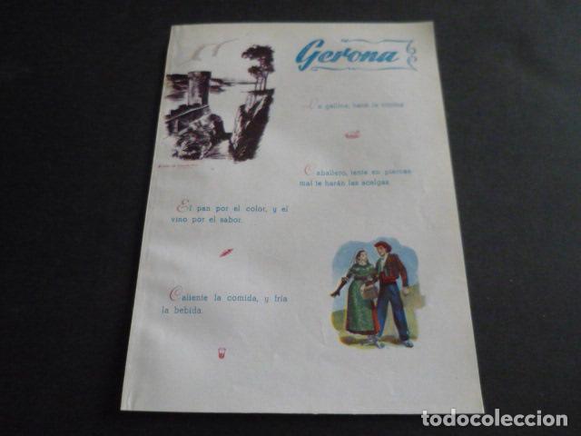 Collecting paper: GERONA VISTA TIPOS Y PLANO DE LA PROVINCIA ANTIGUA HOJA PUBLICITARIA 13 X 19 CM