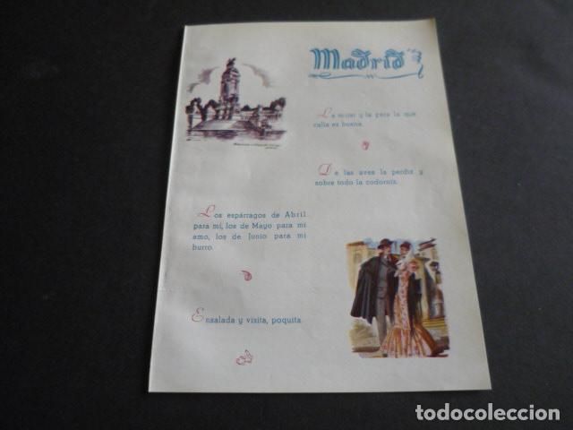 Coleccionismo: MADRID TIPOS Y PLANO DE LA PROVINCIA ANTIGUA HOJA PUBLICITARIA 13 X 19 CM