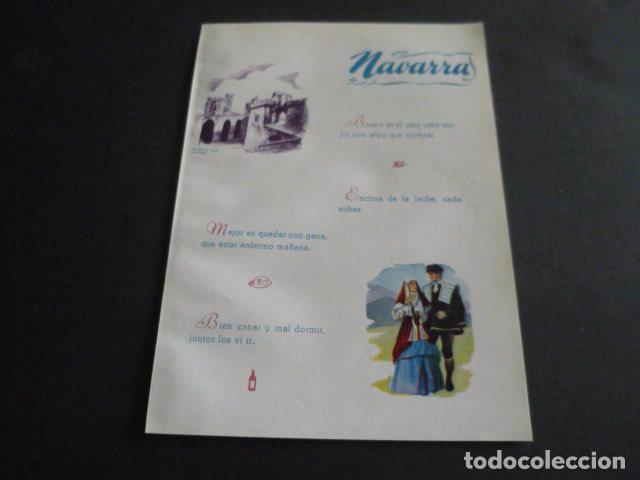 Coleccionismo: NAVARRA OLITE TIPOS Y PLANO DE LA PROVINCIA ANTIGUA HOJA PUBLICITARIA 13 X 19 CM