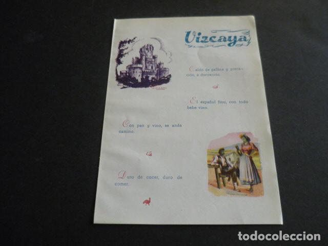 Coleccionismo: VIZCAYA TIPOS Y PLANO DE LA PROVINCIA ANTIGUA HOJA PUBLICITARIA 13 X 19 CM