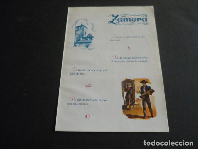 Coleccionismo: ZAMORA TIPOS Y PLANO DE LA PROVINCIA ANTIGUA HOJA PUBLICITARIA 13 X 19 CM