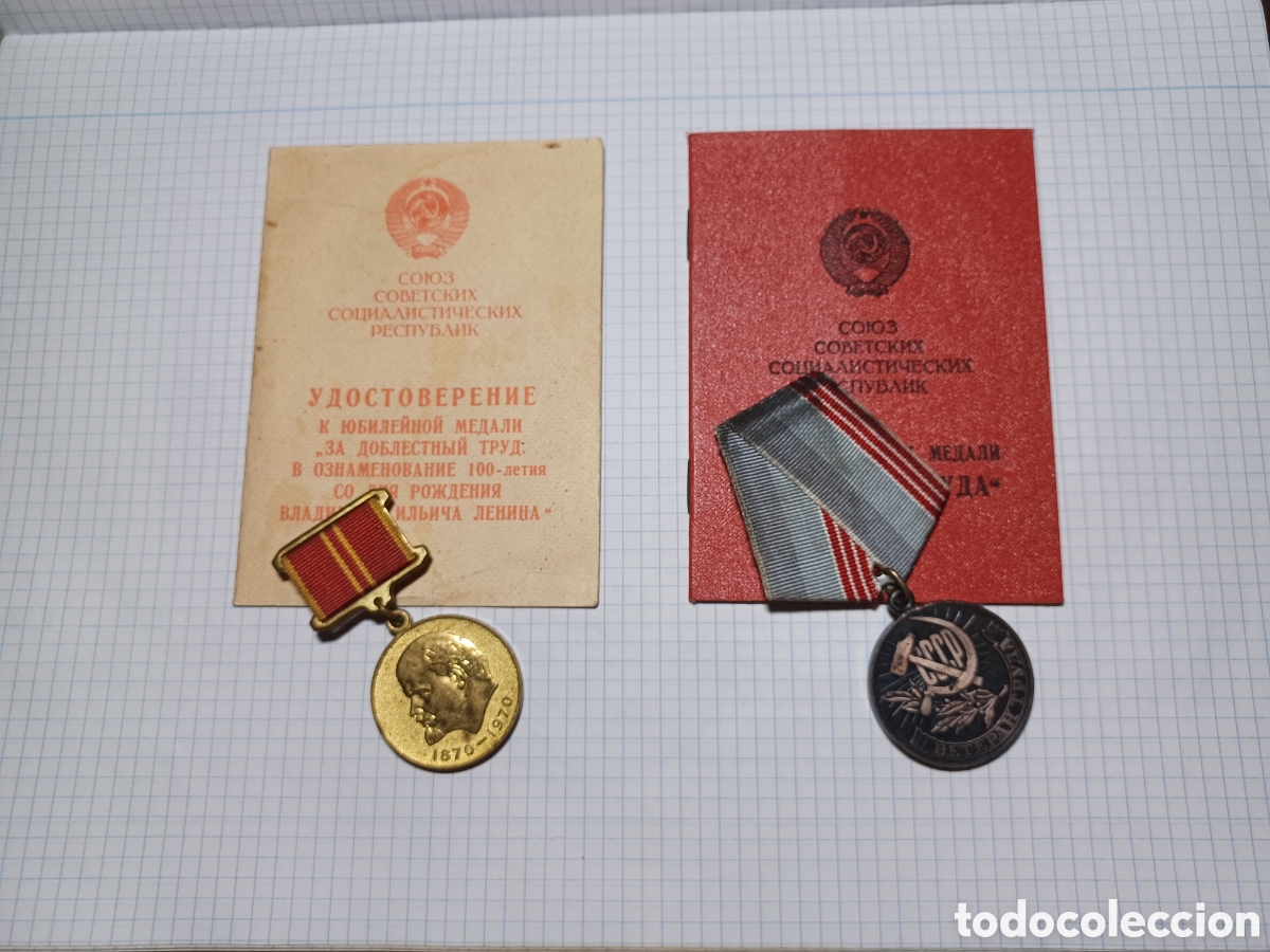 Coleccionismo: 2 medallas civiles URSS con documentaci&oacute;n