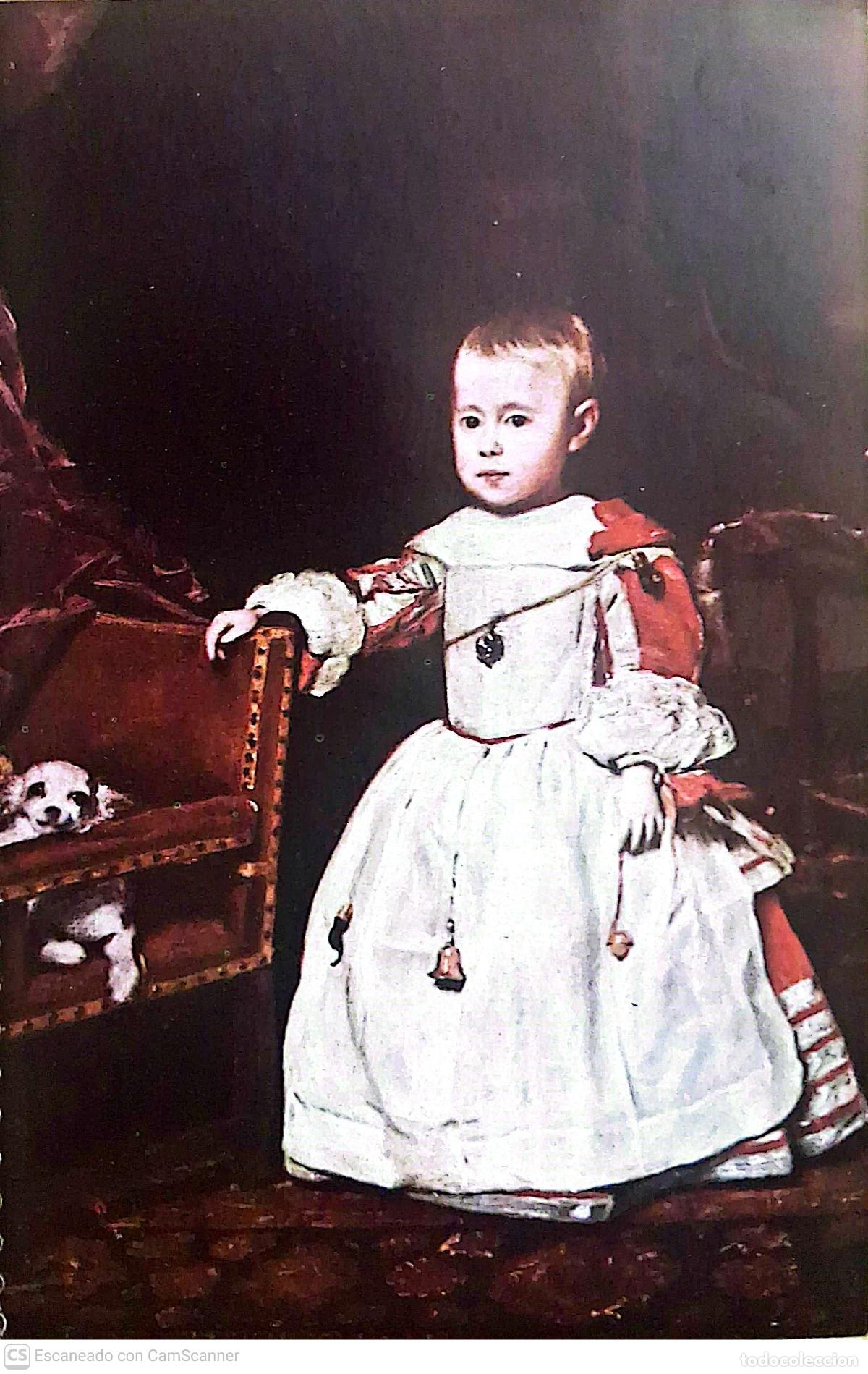 Coleccionismo: Cuadro: Retrato del Infante Felipe Pr&oacute;spero, de Vel&aacute;zquez. Recorte del tama&ntilde;o 15 x 9,5 cm. Dorso con