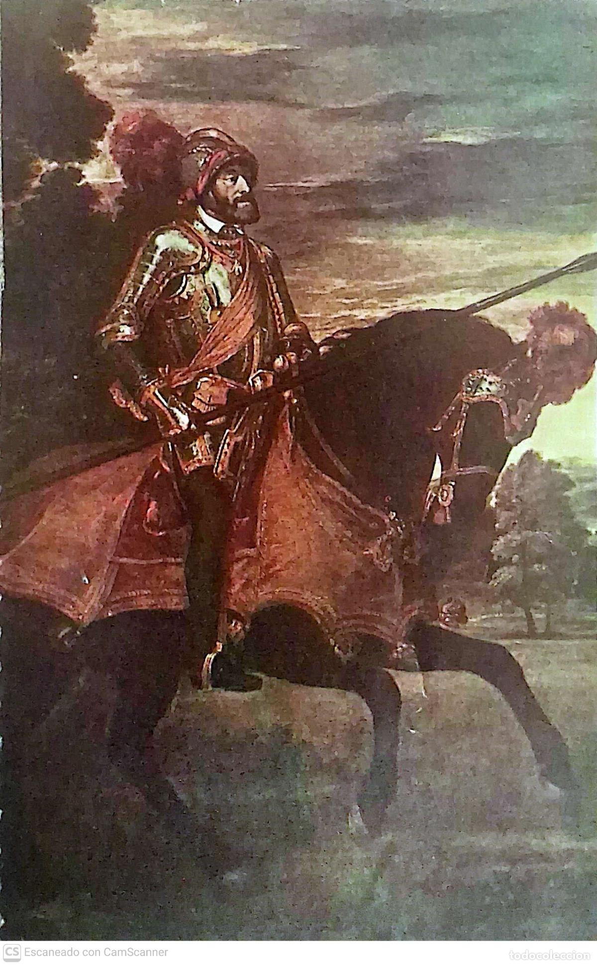 Coleccionismo: Cuadro: El Emperador Carlos V, a caballo, en M&uuml;hlberg, de Tiziano Vecelli. Recorte del tama&ntilde;o 15 x 9