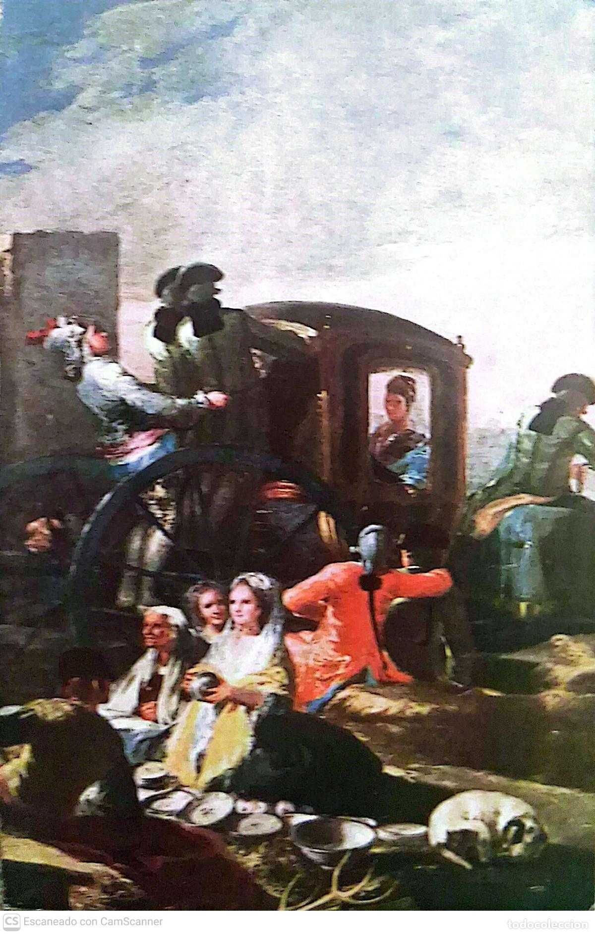 Coleccionismo: Cuadro: El Cacharrero, de Goya. Recorte del tama&ntilde;o 15 x 9,5 cm. Dorso con biograf&iacute;a del autor del cu