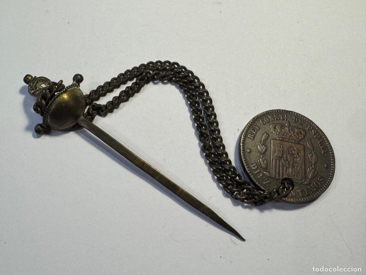 Sammeln: CADENA CON DETALLE MONEDA 10 C&Eacute;NTIMOS ALFONSO XII 1878 Y ESPADA / COMPRA MIN&Iacute;MA 5 &euro;