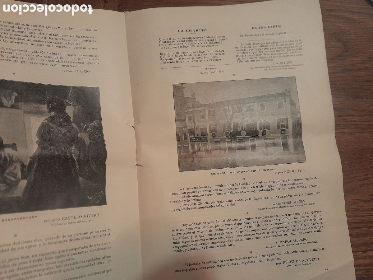 Coleccionismo: Ateneo de Mahon 1909. Menorca_Italia - Foto 3
