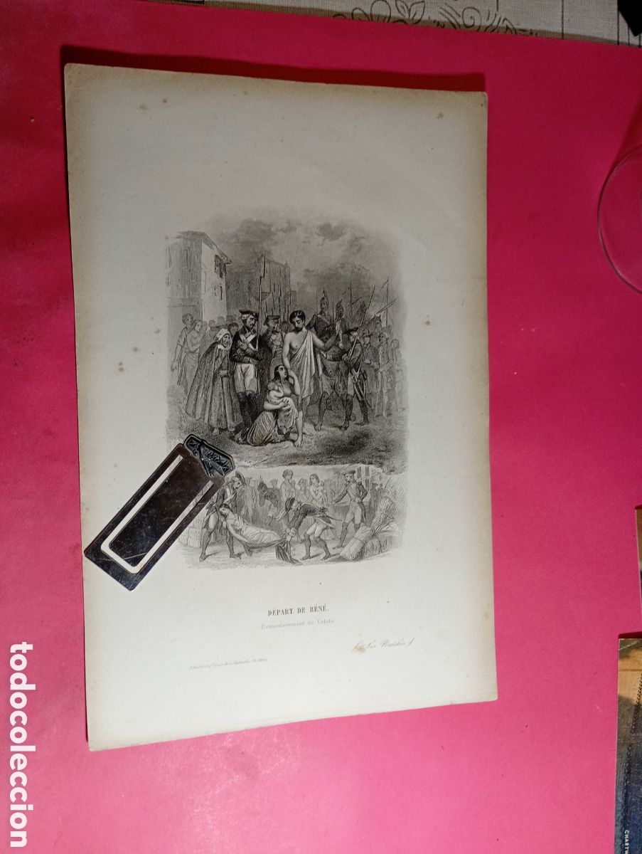 Coleccionismo: LAMINA B/N FIN XIX INICIO XI ''DEPART DE REN&Eacute;'' (francces)