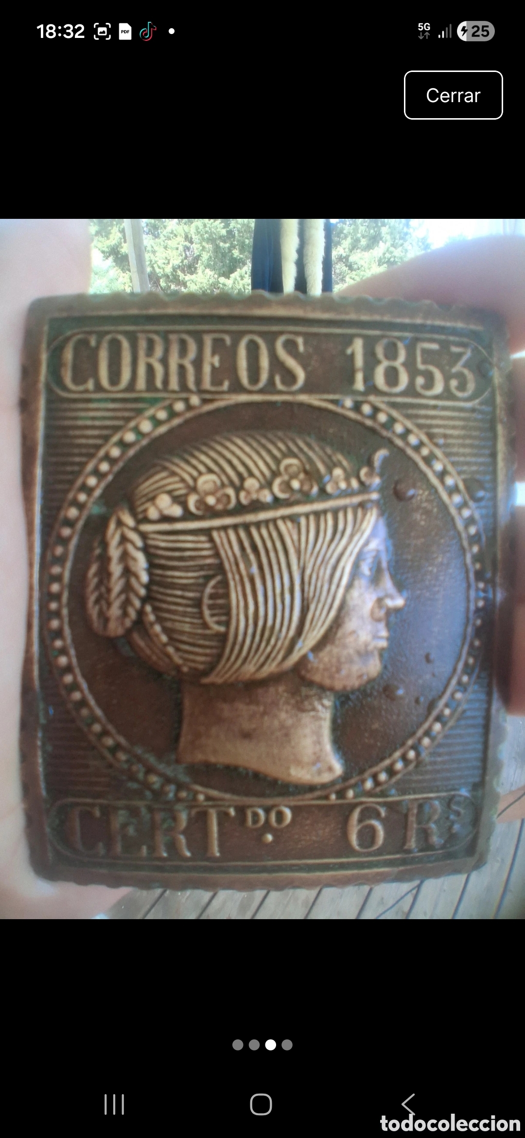 Coleccionismo: Aplique sello Espa&ntilde;ol Isabel II - Foto 2