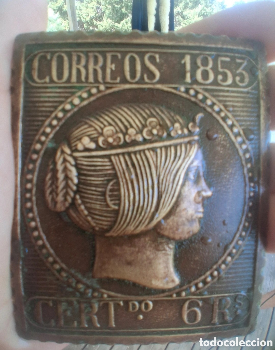 Coleccionismo: Aplique sello Espa&ntilde;ol Isabel II - Foto 3