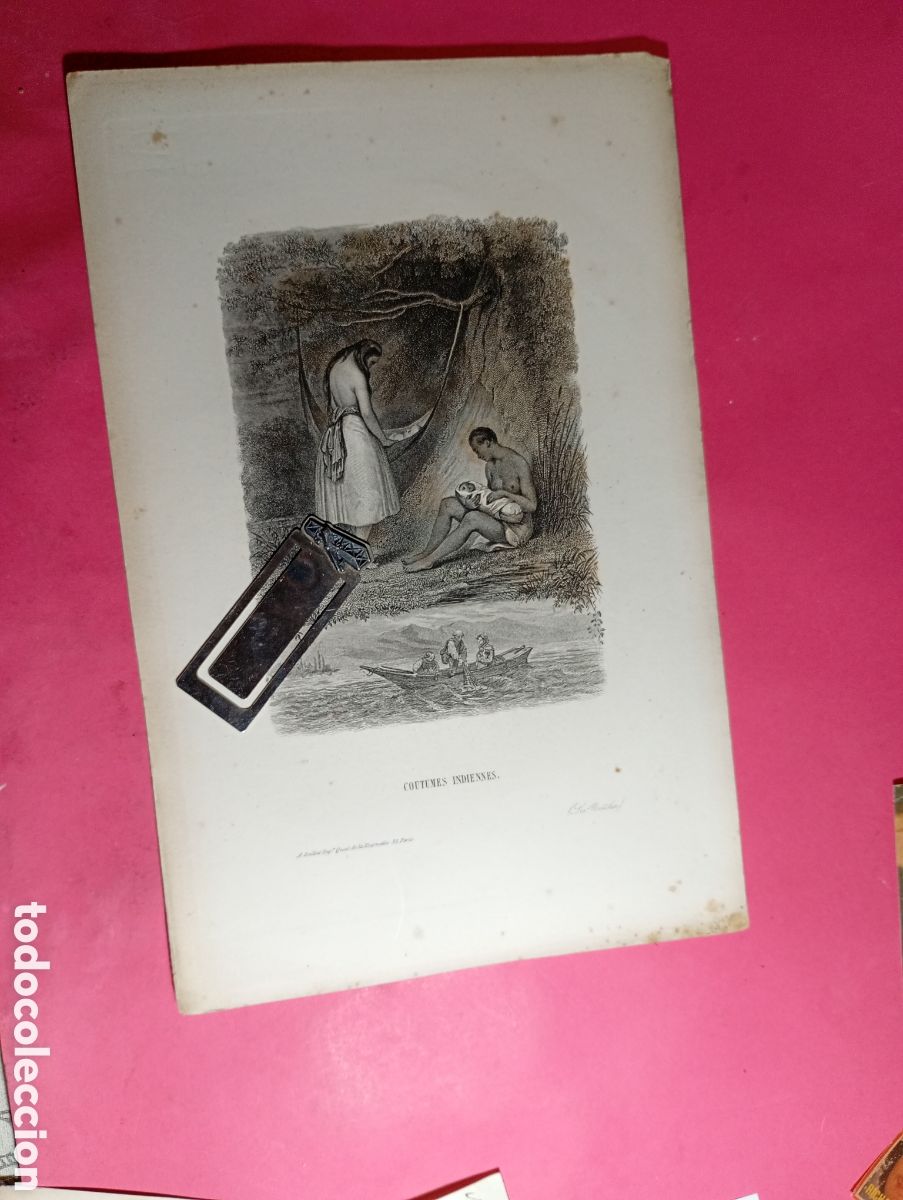 Coleccionismo: LAMINA B/N FIN XIX INICIO XX ''COUTUMES INDIENNES'' (frances)