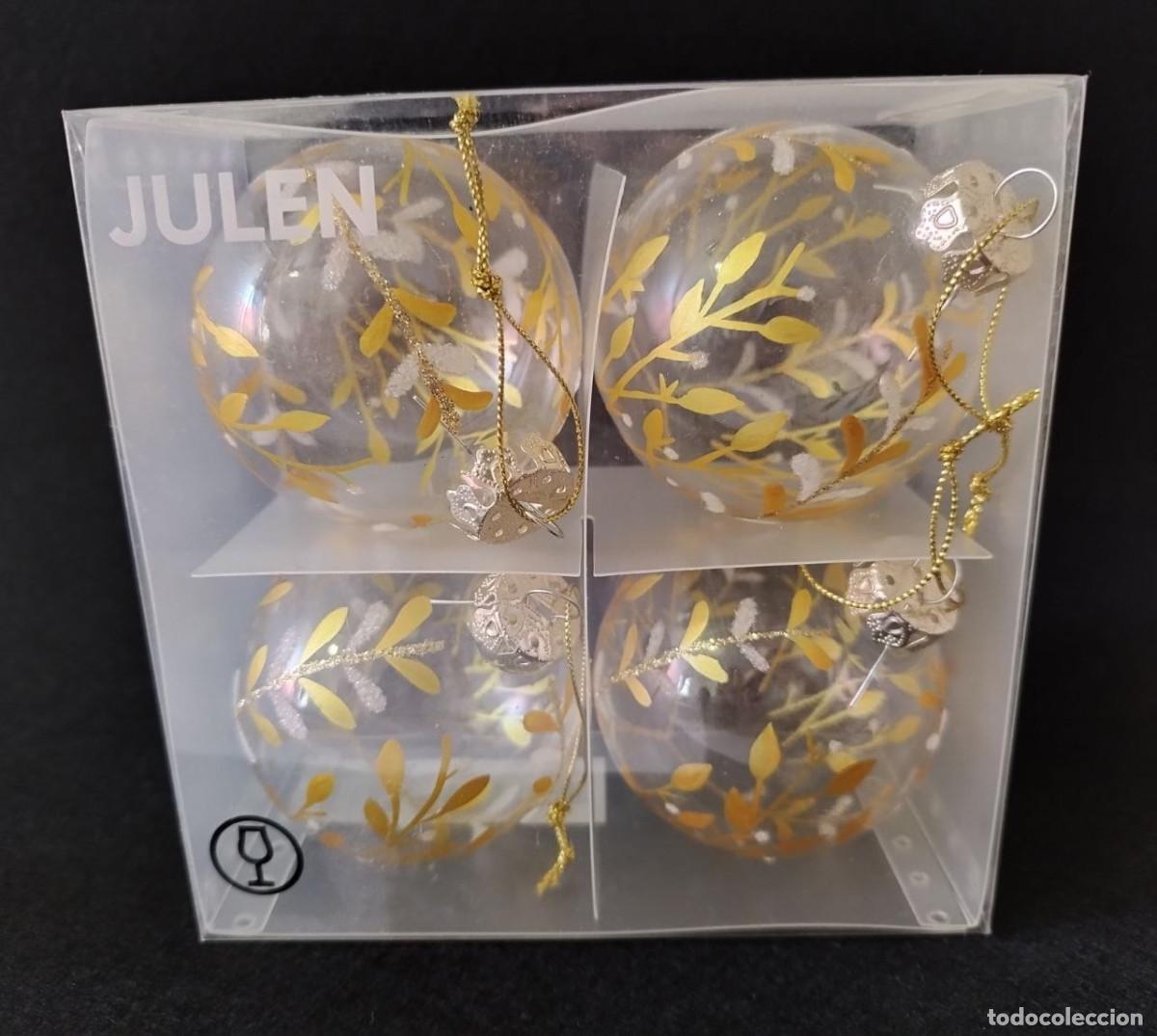 Coleccionismo: Conjunto de cuatro bolas navide&ntilde;as IKEA JULEN correspondientes al a&ntilde;o 2004, conservadas en su caja o