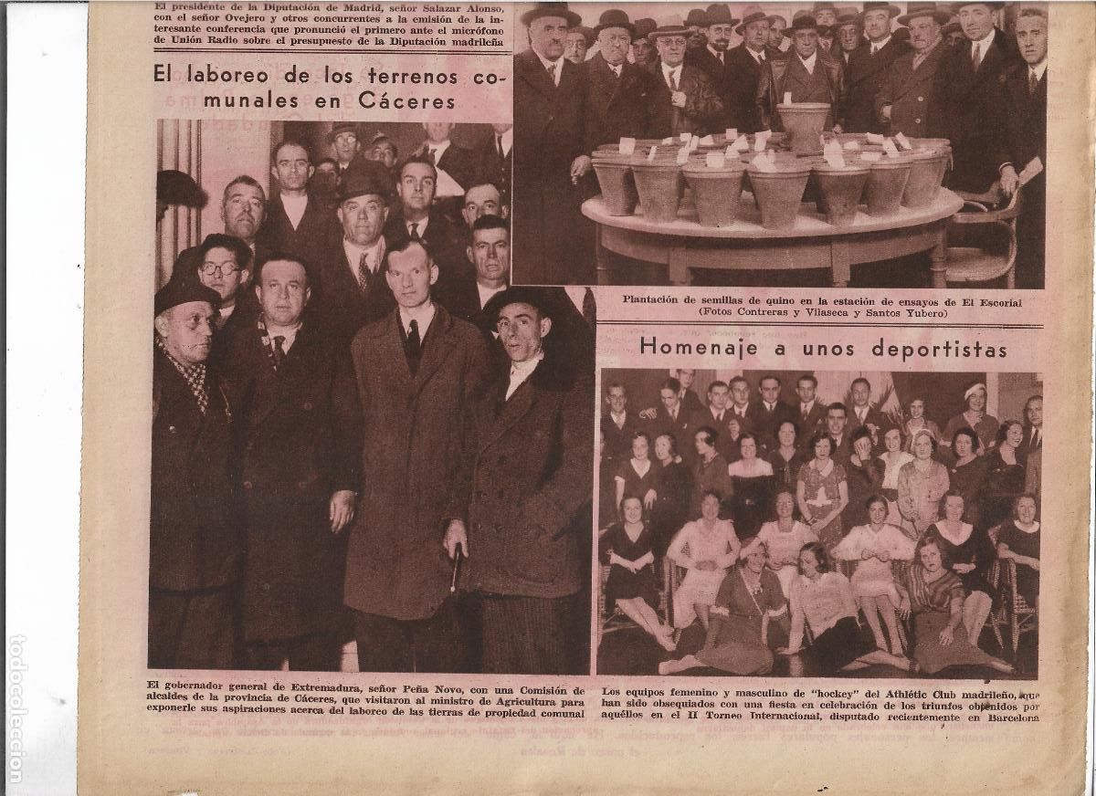Collecting paper: A&Ntilde;O 1933 RECORTE PRENSA HOMENAJE EQUIPO DE HOCKEY FEMENINO DEL ATHLETIC CLUB DE MADRID