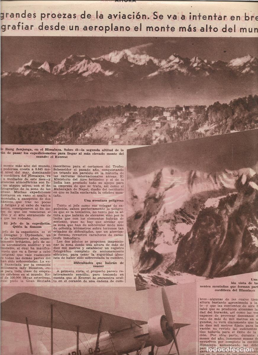 Coleccionismo: A&Ntilde;O 1933 AVIACION PROEZA INTENTO FOTOGRAFIA AEREA HIMALAYA EVEREST AEROPLANO UWINS