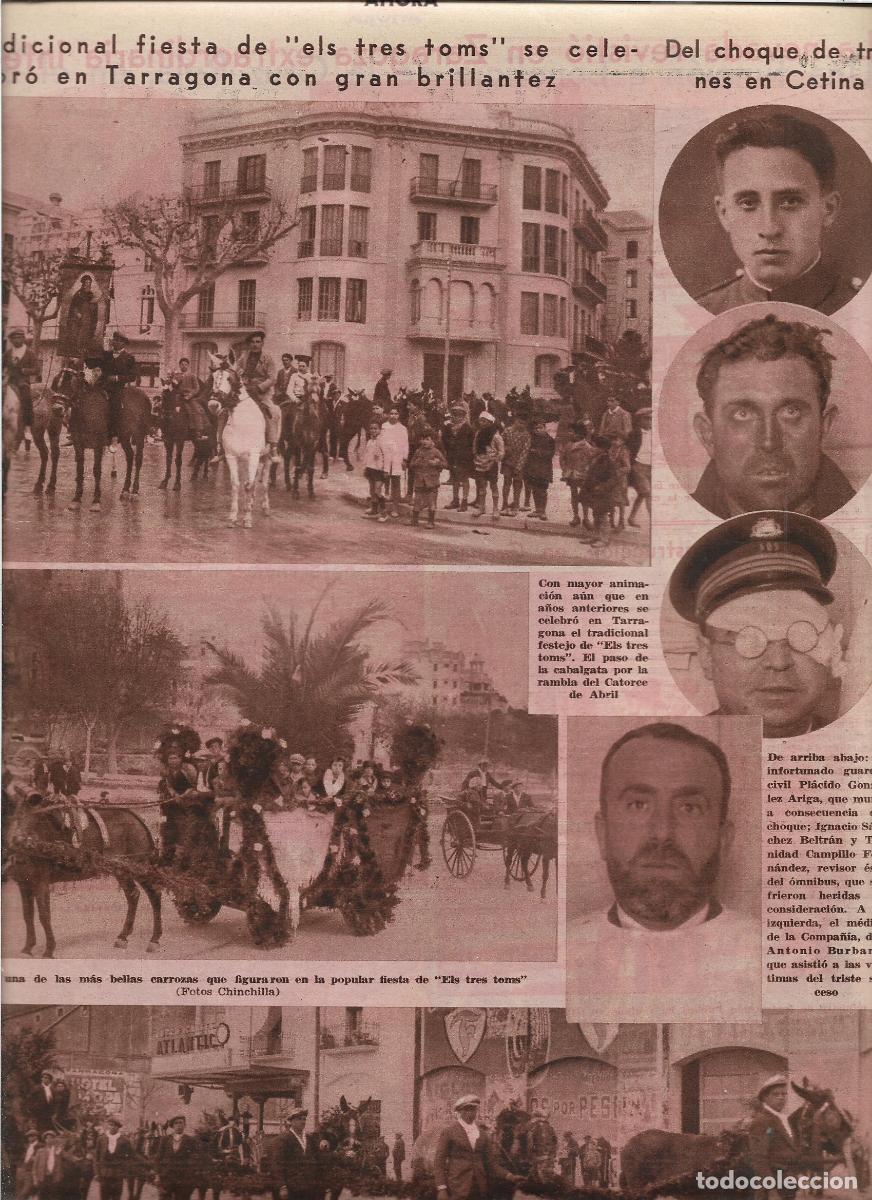 Coleccionismo: A&Ntilde;O 1933 RECORTE PRENSA TARRAGONA TRADICION ELS TRES TOMBS CABALGATA CARROZAS MULAS