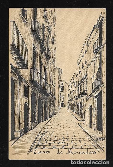 Coleccionismo: Postal. Dibuix a ploma Carrer de Mercaders . Morales i Mas, Joan.(col&middot;lectiu hist&ograve;ric de dibuixan