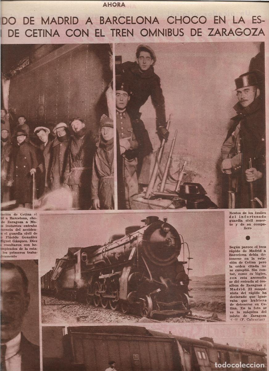 Coleccionismo: A&Ntilde;O 1933 ESTACION DE CETINA CHOQUE TREN RAPIDO MADRID BARCELONA CON TREN OMNIBUS DE ZARAGOZA