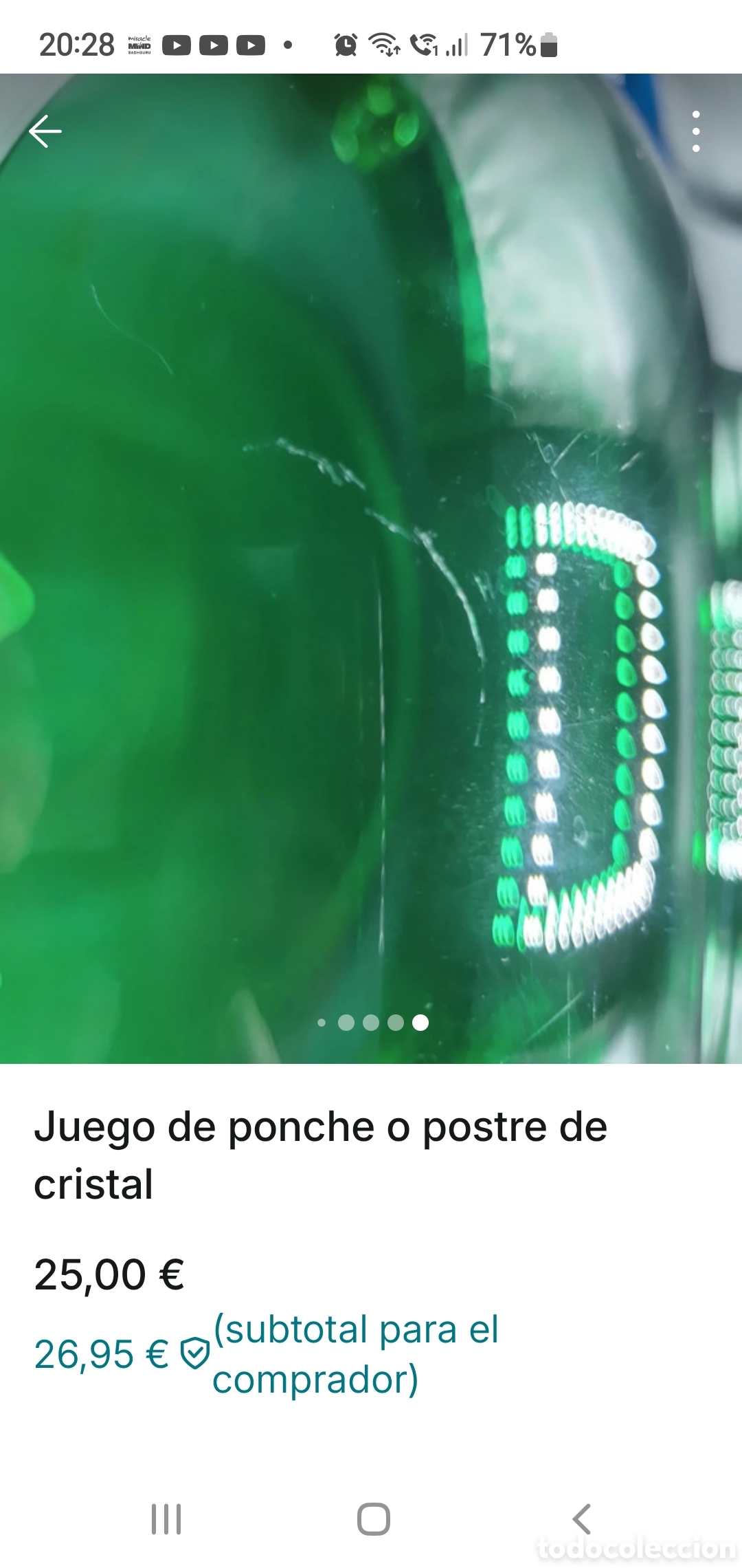 Coleccionismo: Juego de ponche o postre de cristal. - Foto 8