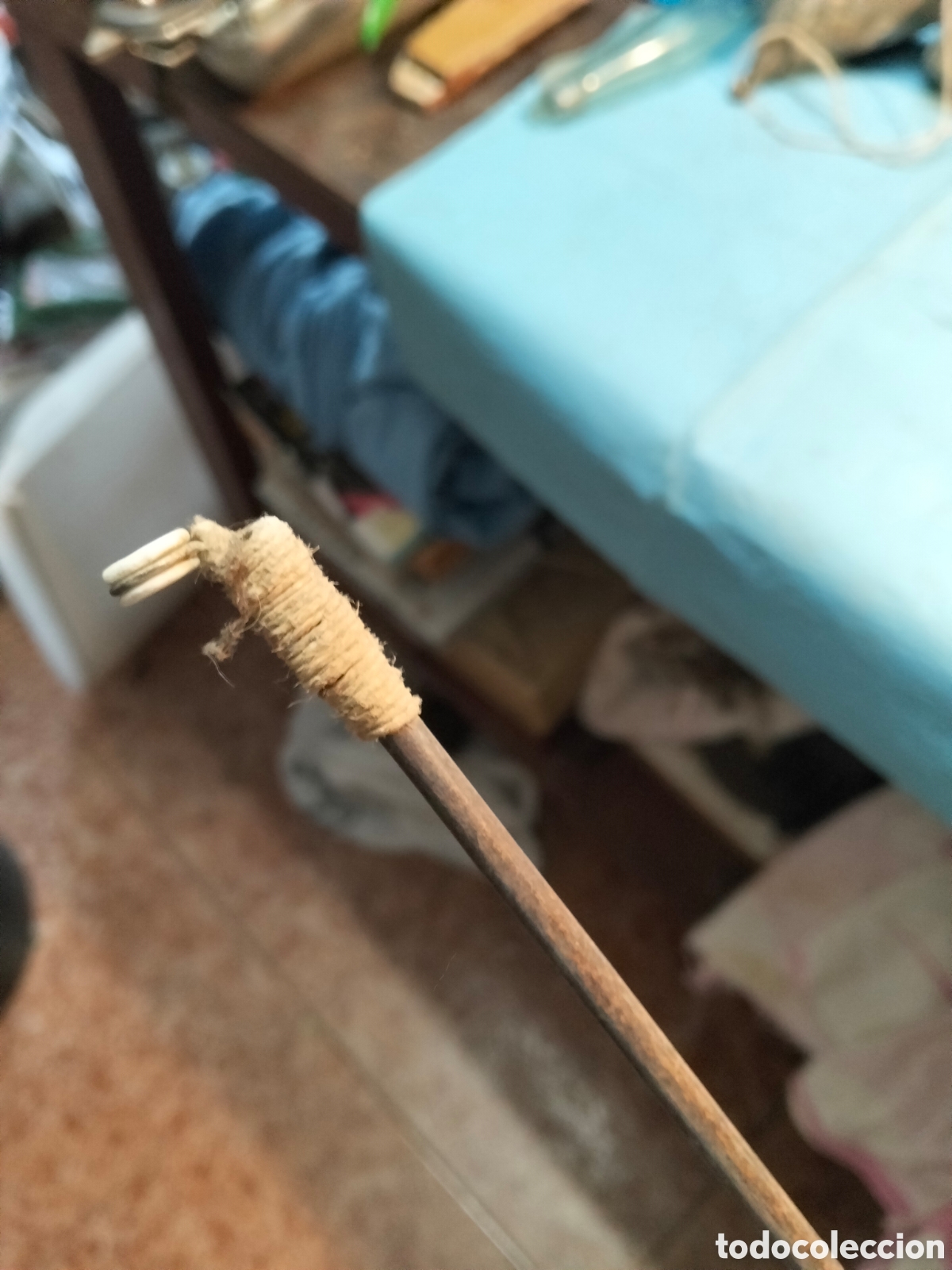 Coleccionismo: ANTIGUO CARRETE Y CA&Ntilde;A DE BAMBU - Foto 5