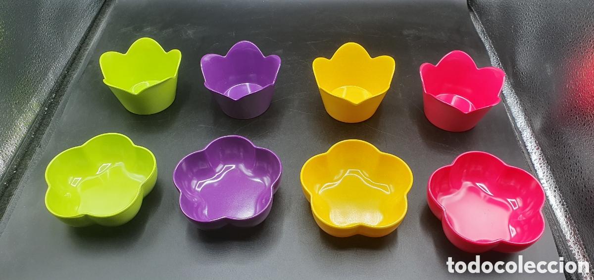 Coleccionismo: Juego de aperitivos flores melamina - Foto 2