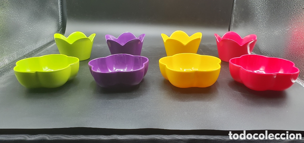 Coleccionismo: Juego de aperitivos flores melamina - Foto 3