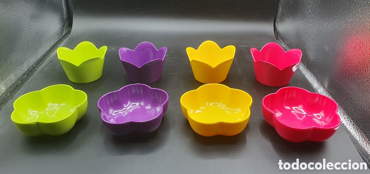 Coleccionismo: Juego de aperitivos flores melamina