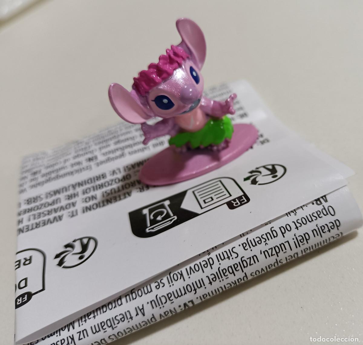 Coleccionismo: figura stitch metalica metal peana mu&ntilde;eco hawai rosa disney